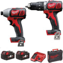 Milwaukee M18 BPP2C-402C Heavy-Duty Twin Pack - 18v With 2 x 4.0Ah Li-Ion Batteries, Charger And Case