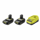 2 x Ryobi RB1820C 18V ONE+ Li-ion 2.0Ah Batteries With RC18120A Charger