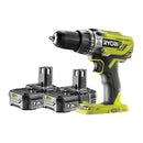 Ryobi ONE+ 18V Li-ion Cordless Combi drill Set With 2 x 1.5Ah Batteries, Charger and Carry Bag - R18PD3-215SK