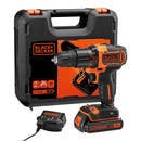 Black+Decker 18V Li-ion Brushed Cordless Combi drill With 1 x 2Ah Battery, Charger And Case - KFBCD701D1K